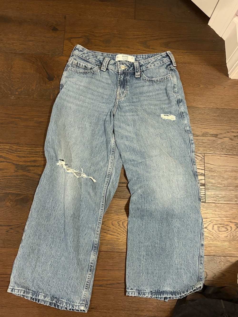 Hollister Light Blue Distressed Wide-Leg Jeans